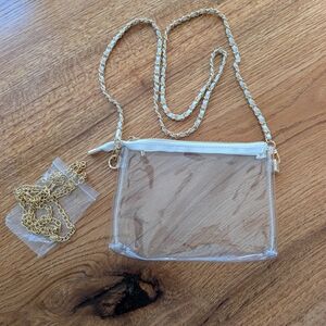 Clear Gold Chain Crossbody Bag